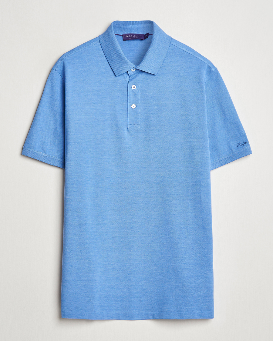 Mies | Pikeet | Ralph Lauren Purple Label | Cotton/Silk Short Sleeve Polo Cornflower