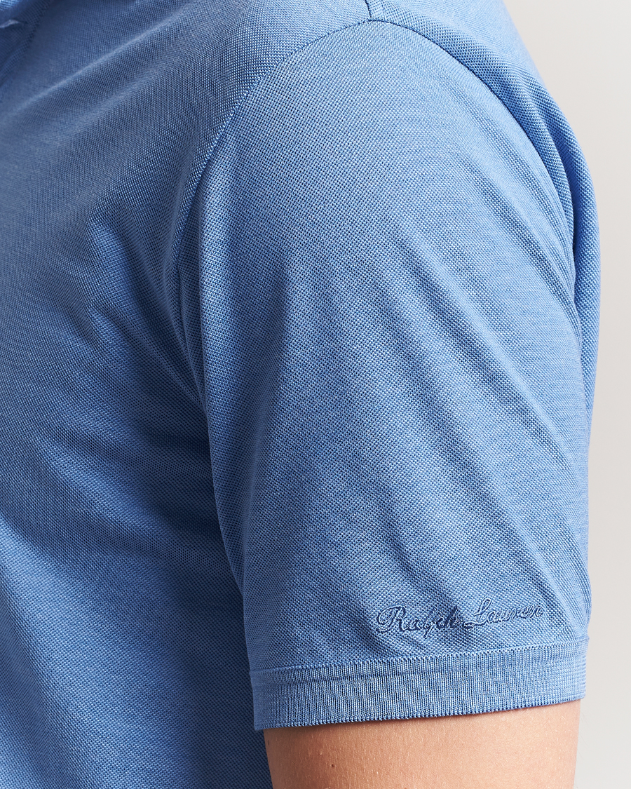 Mies | Pikeet | Ralph Lauren Purple Label | Cotton/Silk Short Sleeve Polo Cornflower
