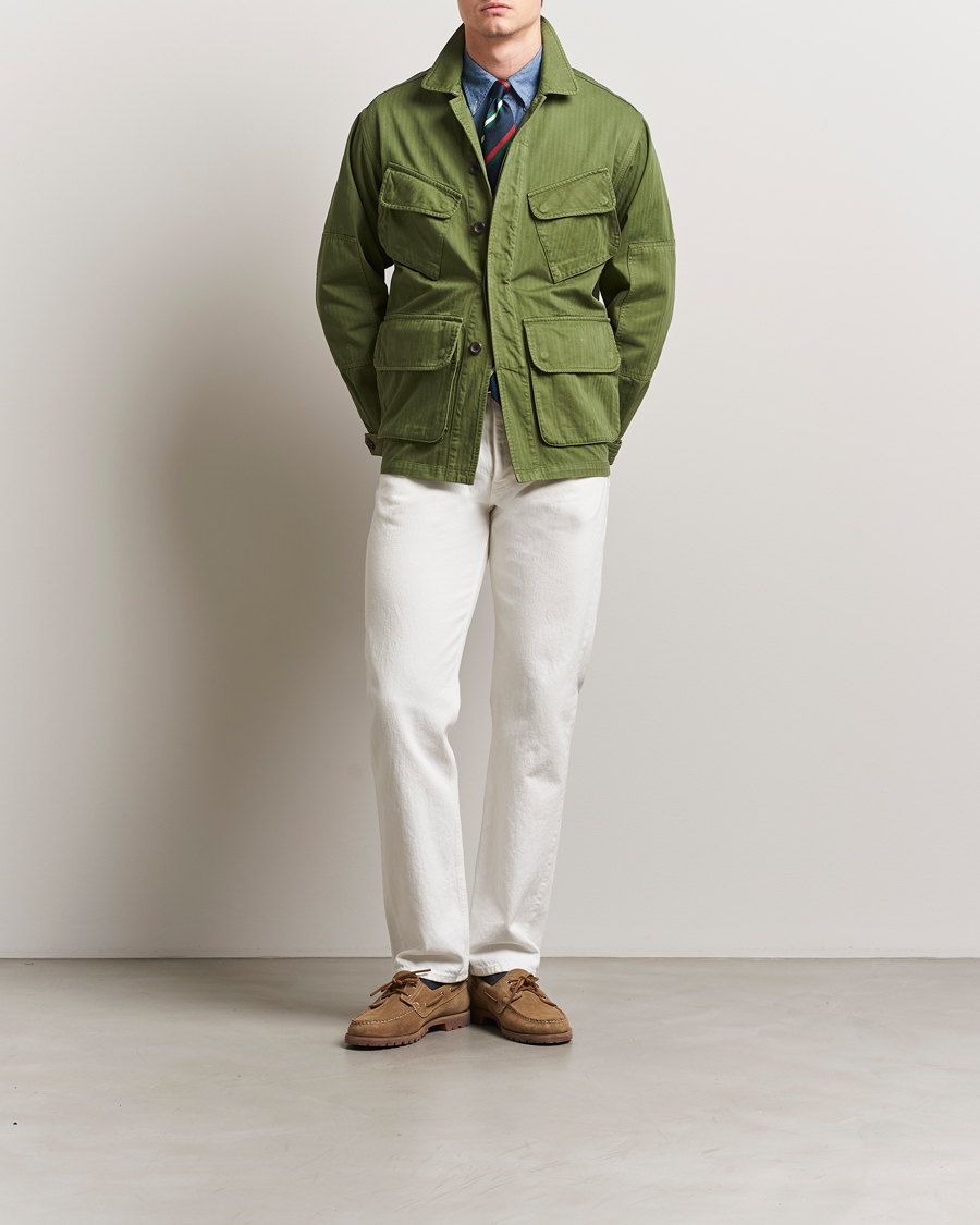 Mies | Takit | Drake's | Herringbone Jungle Jacket Olive