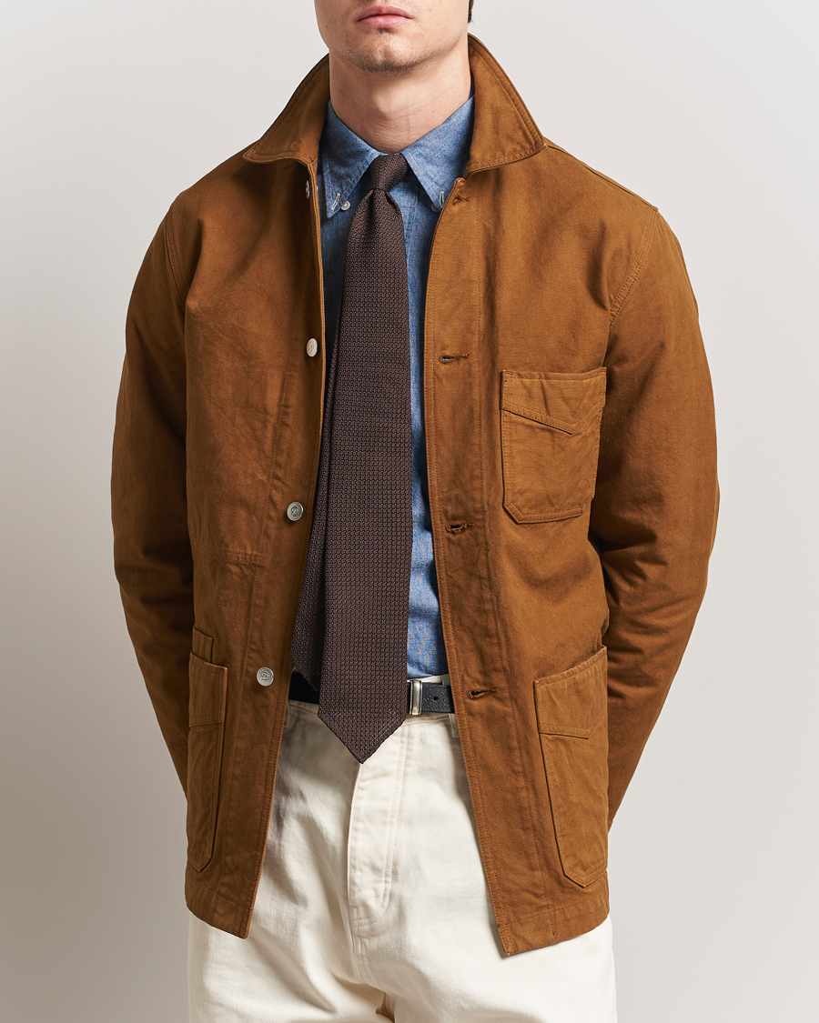 Mies | Takit | Drake's | Duck Cotton Canvas Chore Jacket Tobacco