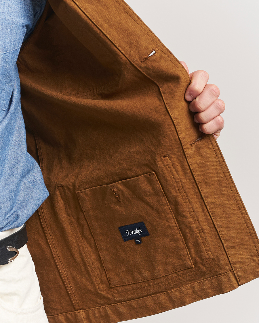 Mies | Takit | Drake's | Duck Cotton Canvas Shore Jacket Tobacco