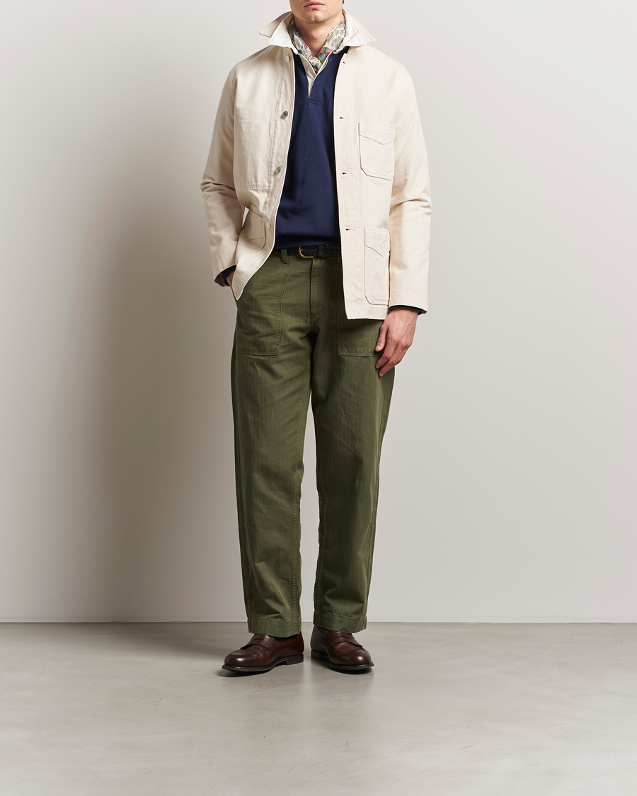 Mies | Takit | Drake's | Duck Cotton Canvas Shore Jacket Natural