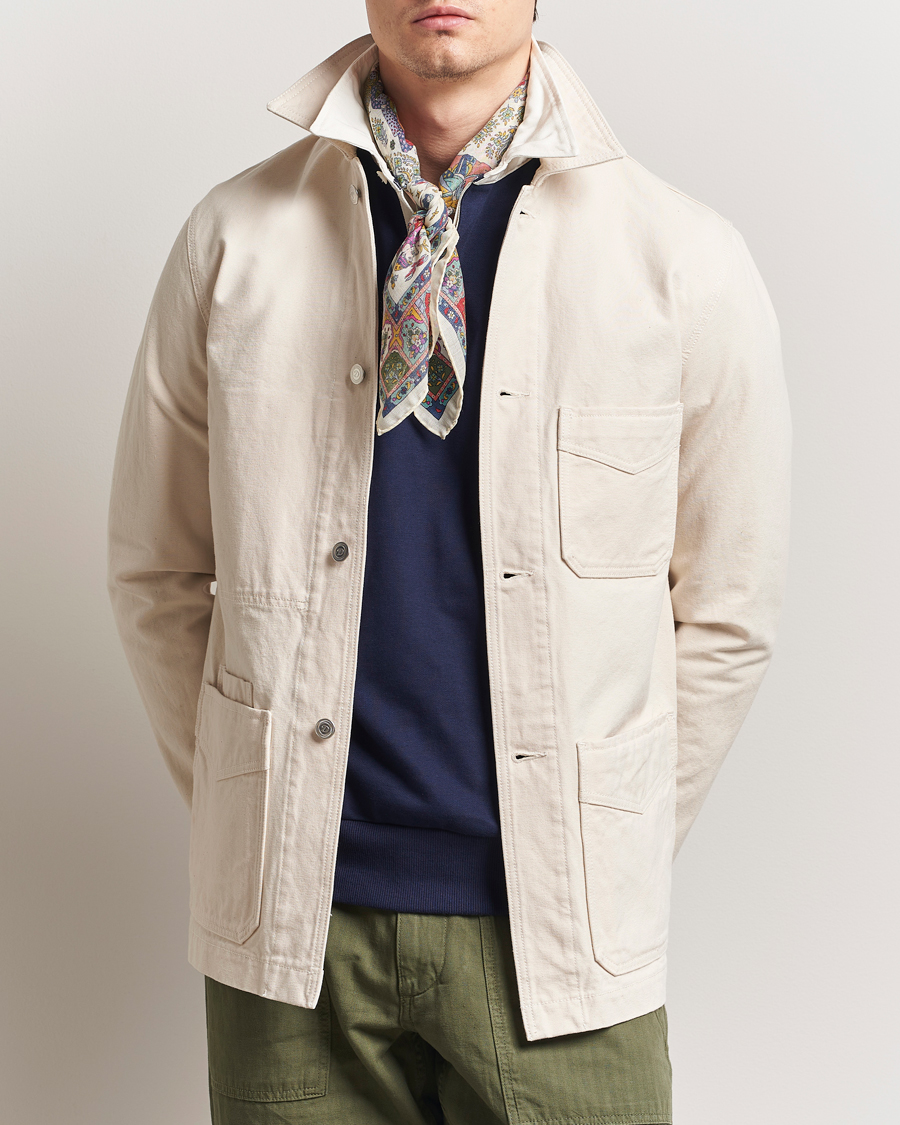 Mies | Takit | Drake's | Duck Cotton Canvas Shore Jacket Natural