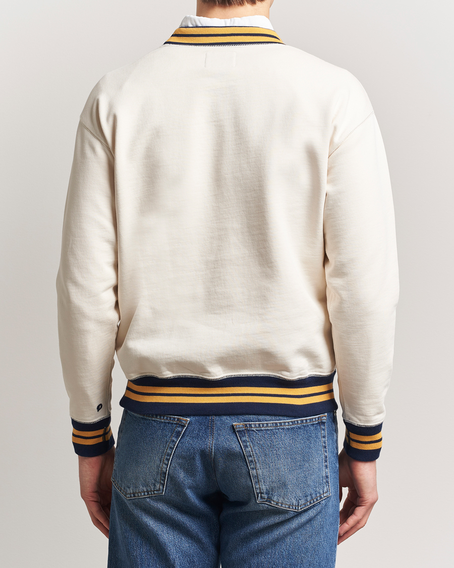 Mies | Puserot | Drake's | Striped Rib Long Sleeve Sweatshirt Ecru/Navy
