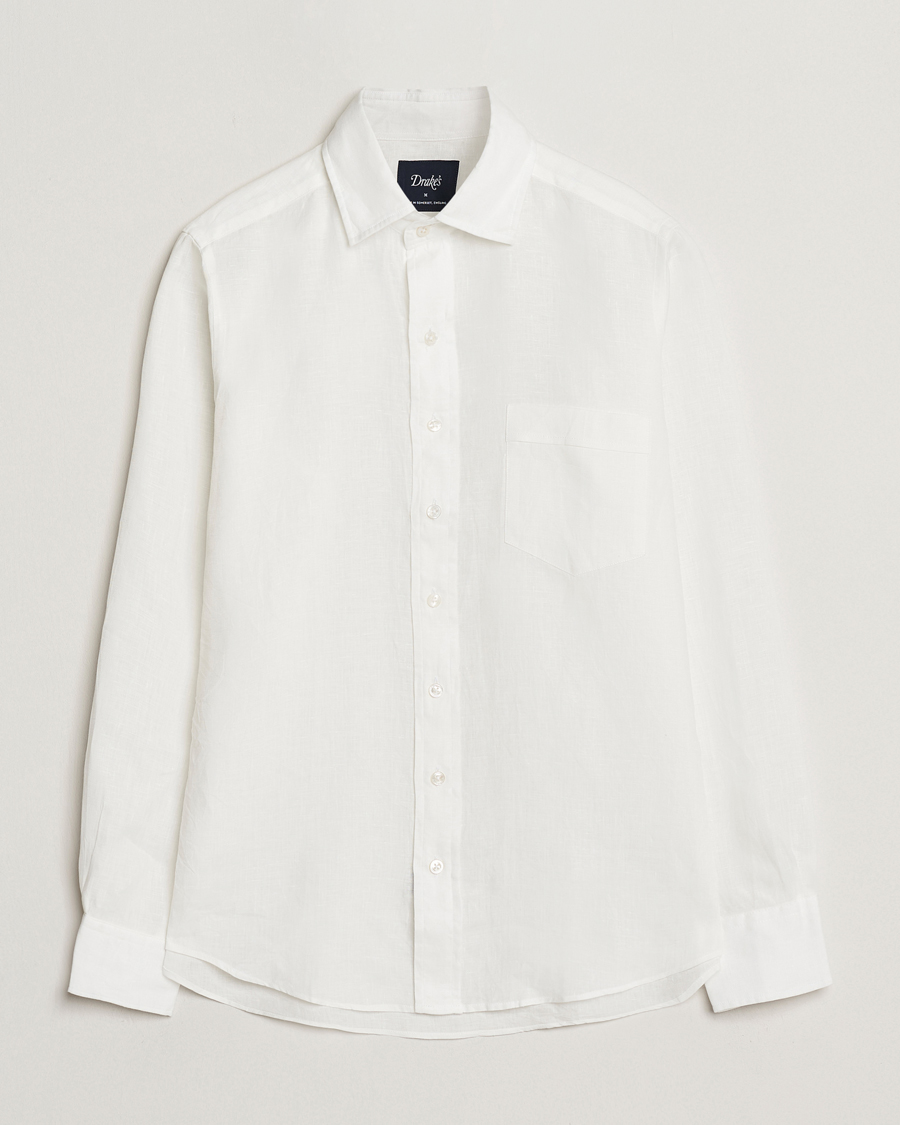 Mies | Kauluspaidat | Drake's | Linen Summer Shirt Ecru