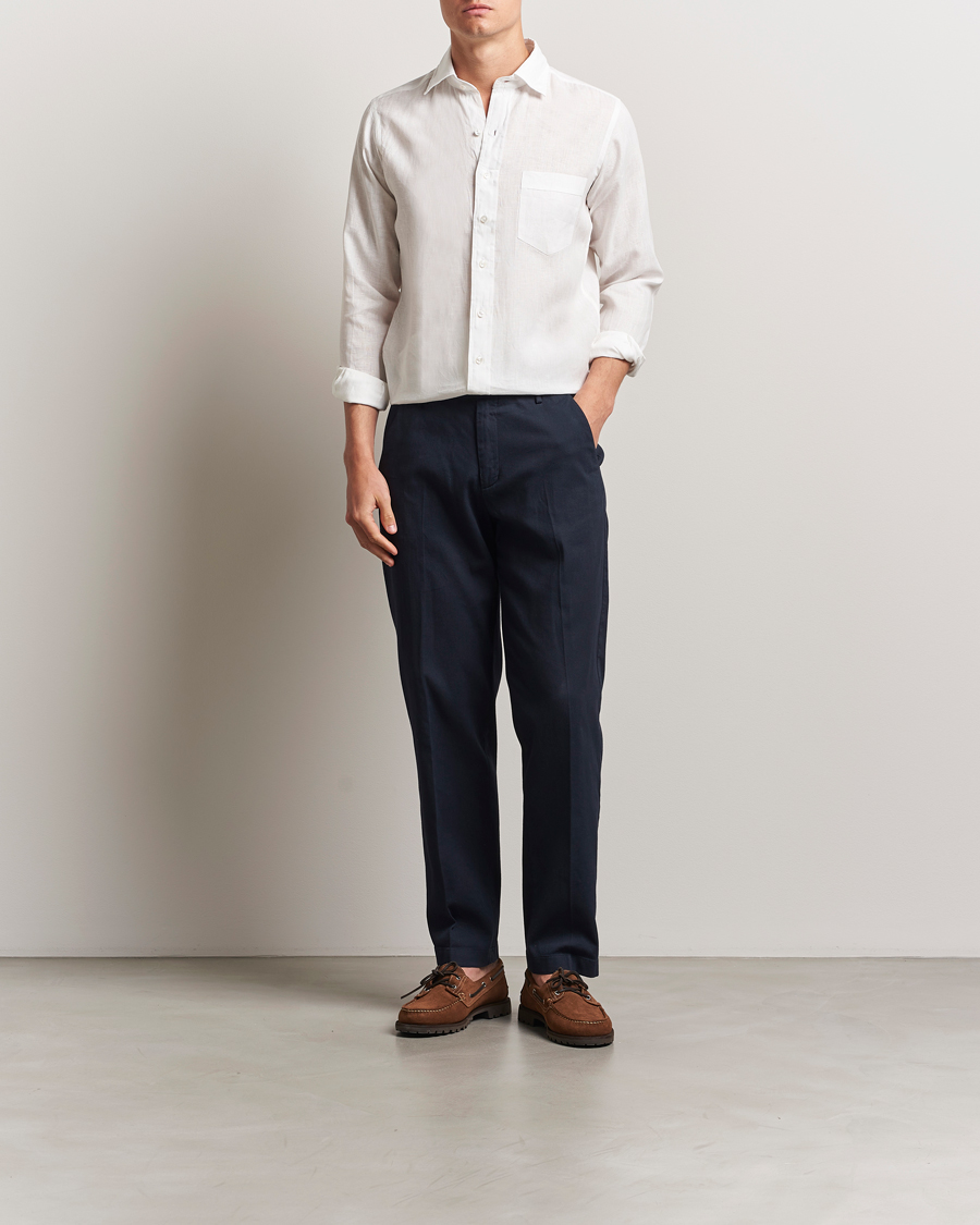Mies | Kauluspaidat | Drake's | Linen Summer Shirt Ecru