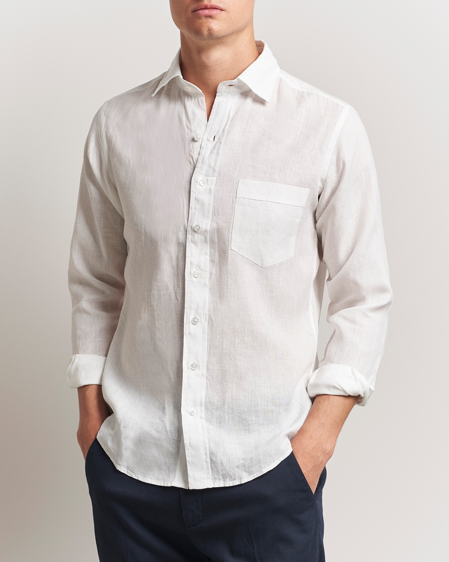 Mies | Kauluspaidat | Drake's | Linen Summer Shirt Ecru