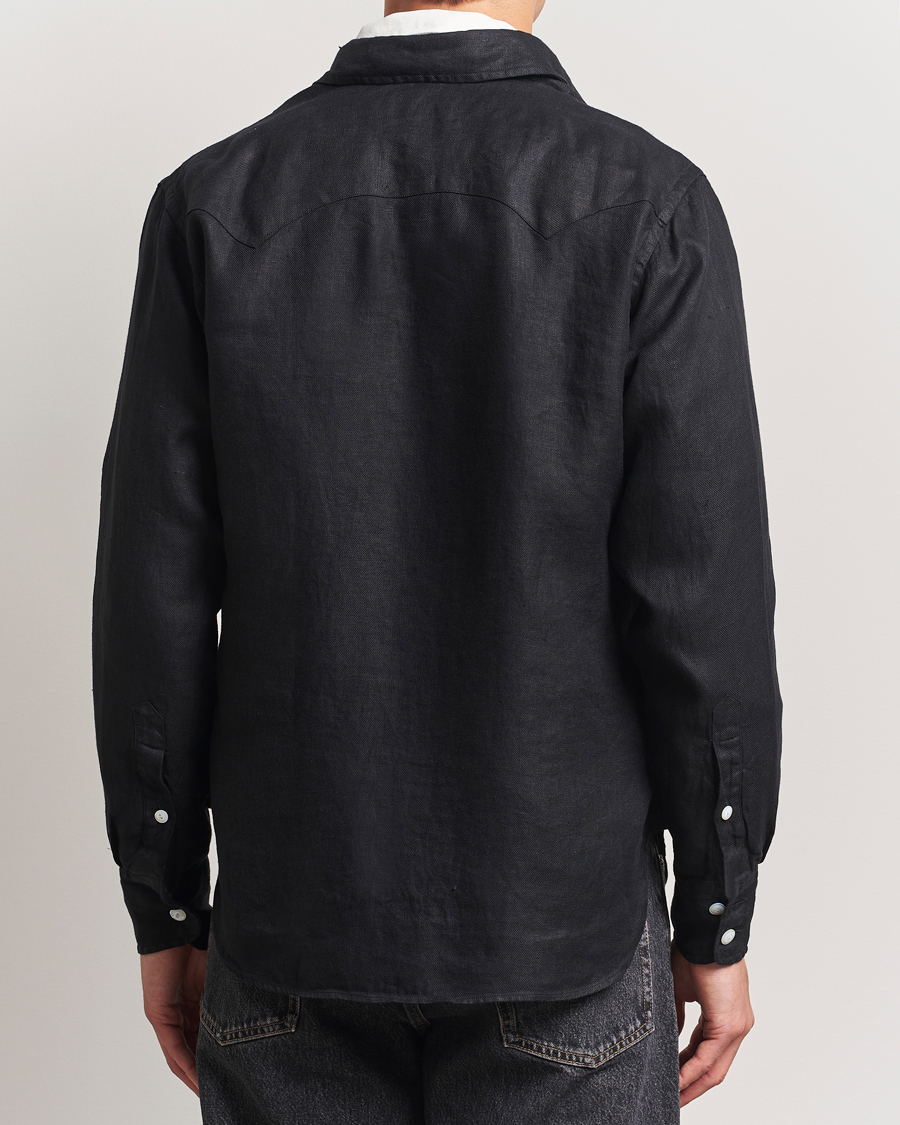 Mies | Kauluspaidat | Drake's | Linen Twill Western Shirt Black