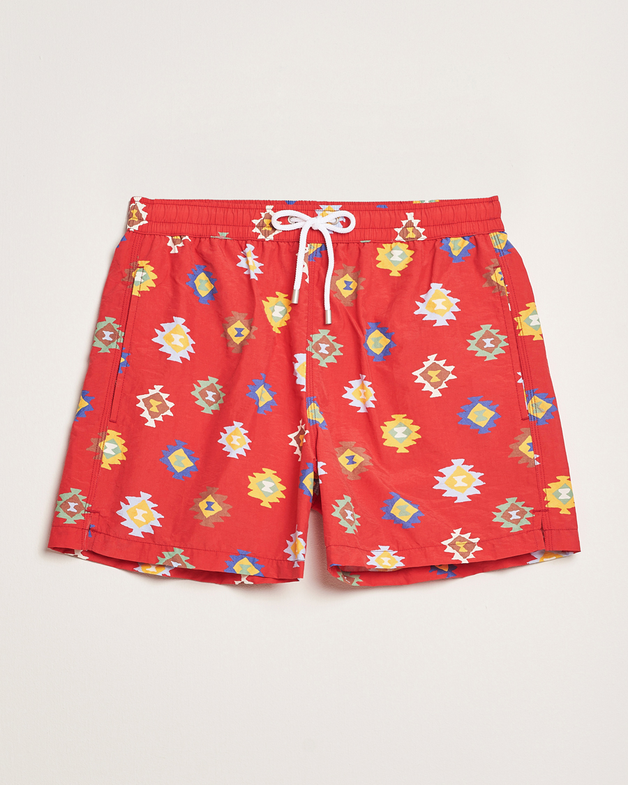 Mies | Uimahousut | Drake's | Kelim Drawstring Swimshorts Red