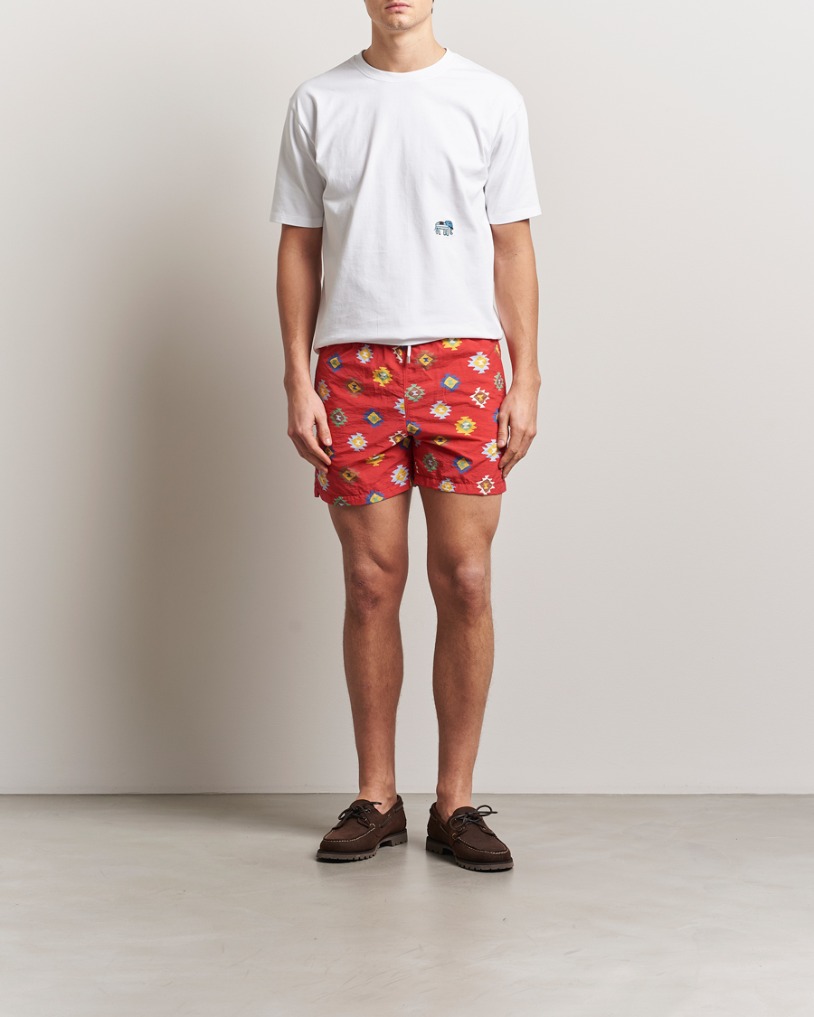 Mies | Uimahousut | Drake's | Kelim Drawstring Swimshorts Red