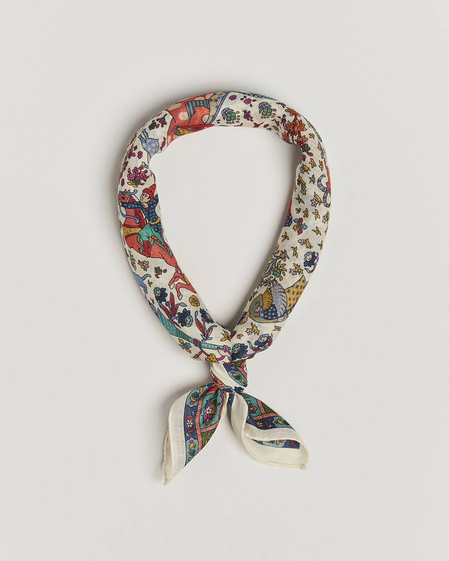Mies | Drake's Floral Moghul Bandana Ecru/Navy/Magenta | Drake's | Floral Moghul Bandana Ecru/Navy/Magenta