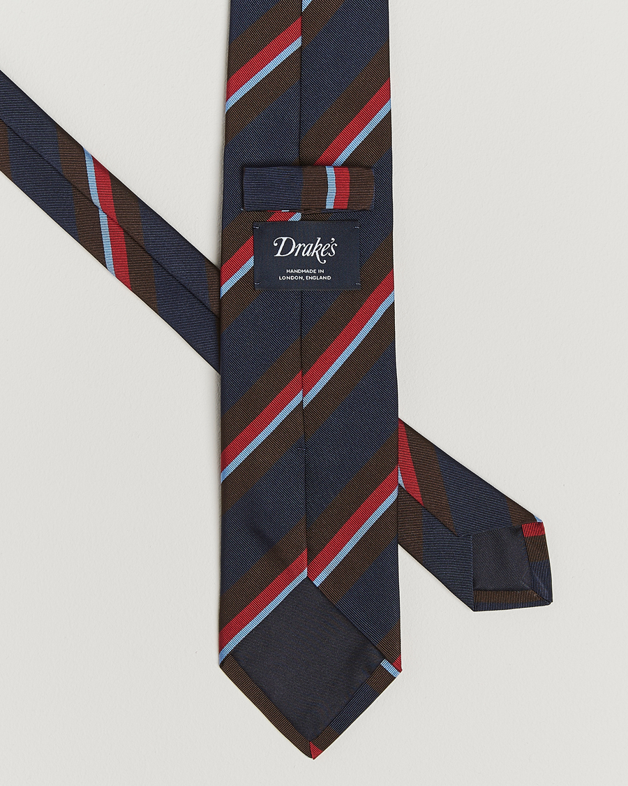 Mies | Drake's Mogador Stripe Tie Navy | Drake's | Mogador Stripe Tie Navy