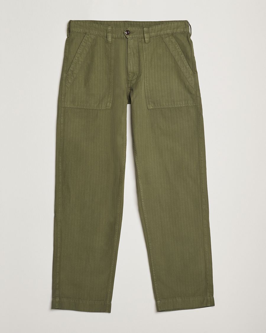 Mies | Housut | Drake's | Fatigue Cotton Trousers Olive