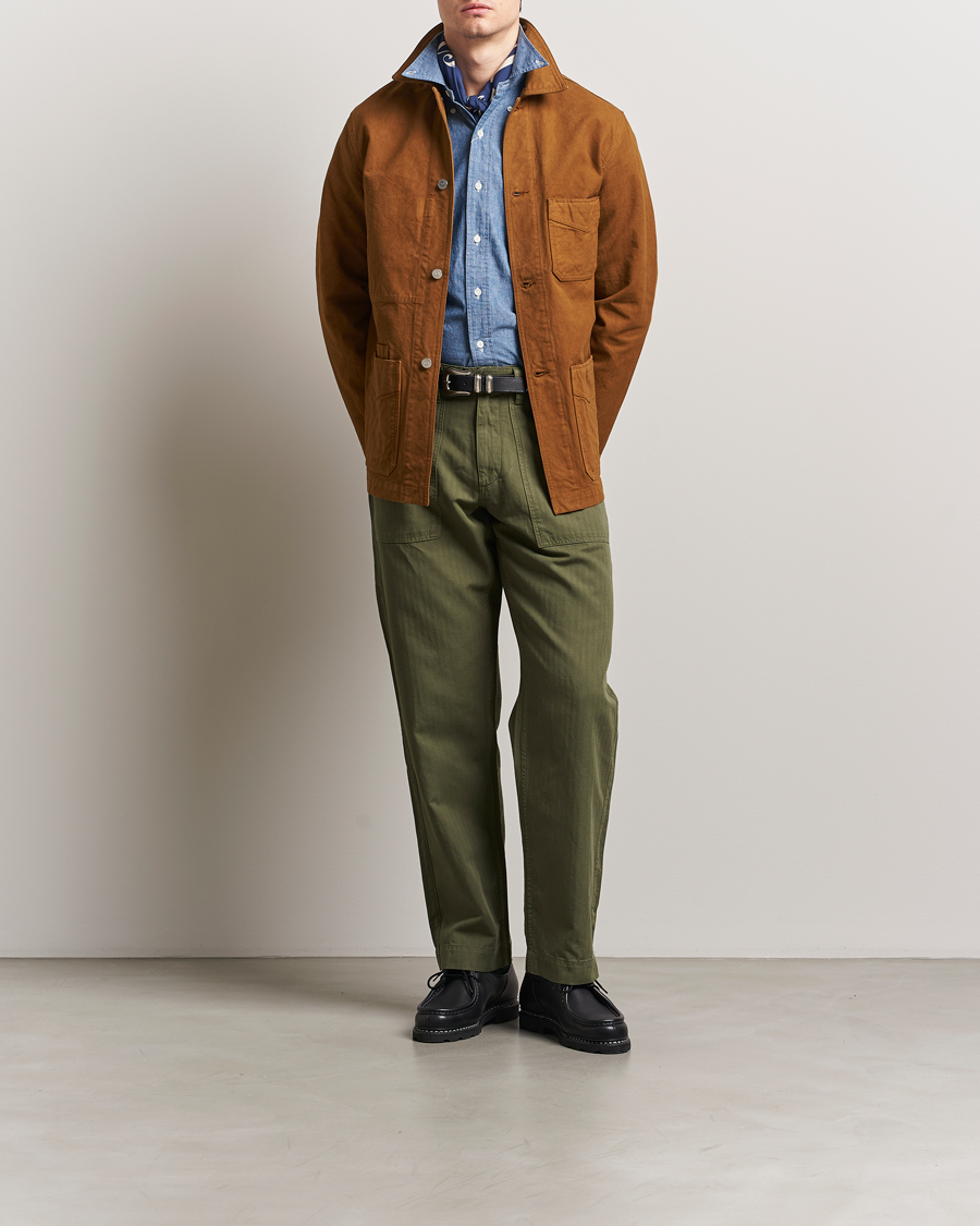 Mies | Housut | Drake's | Fatigue Cotton Trousers Olive