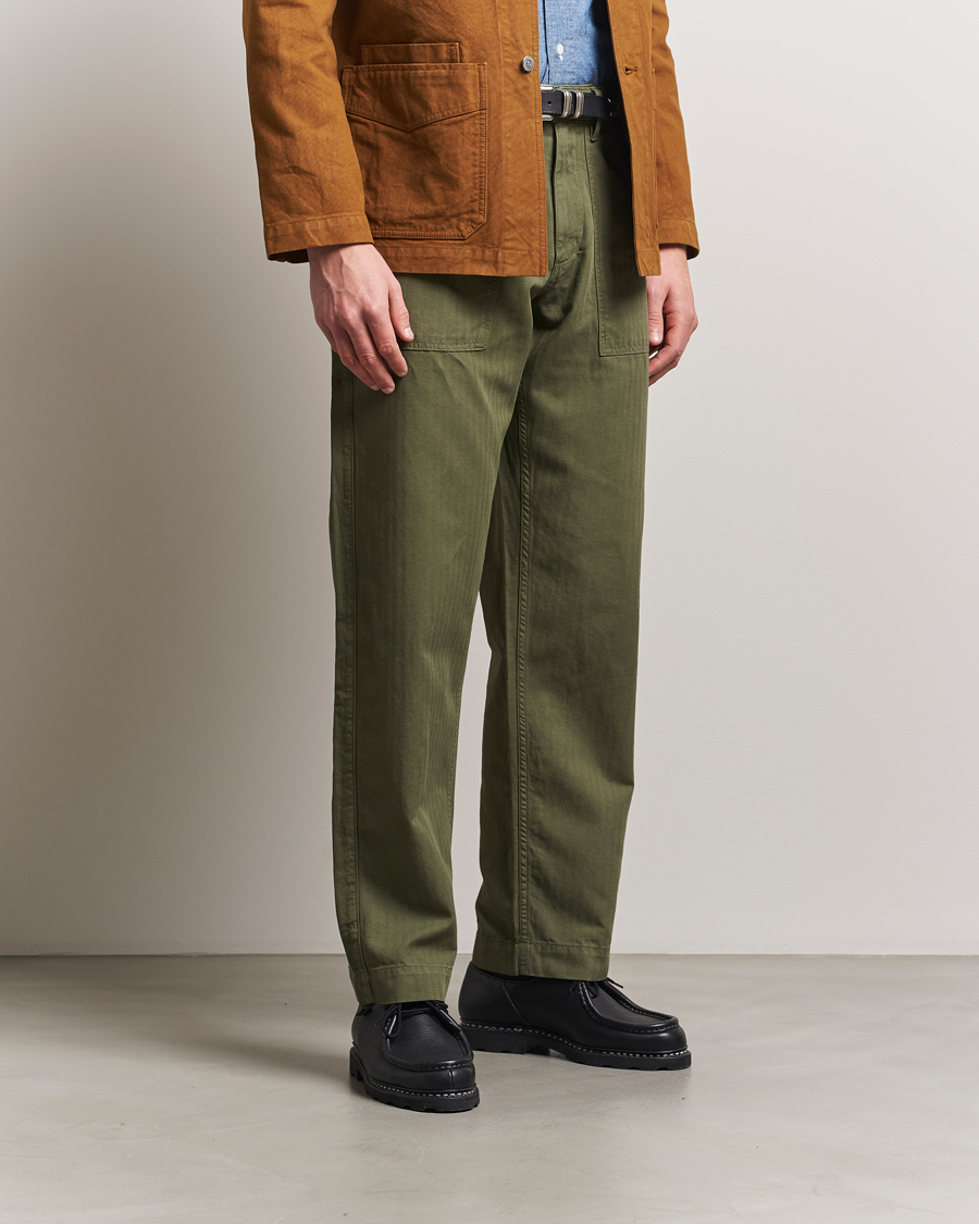 Mies | Housut | Drake's | Fatigue Cotton Trousers Olive
