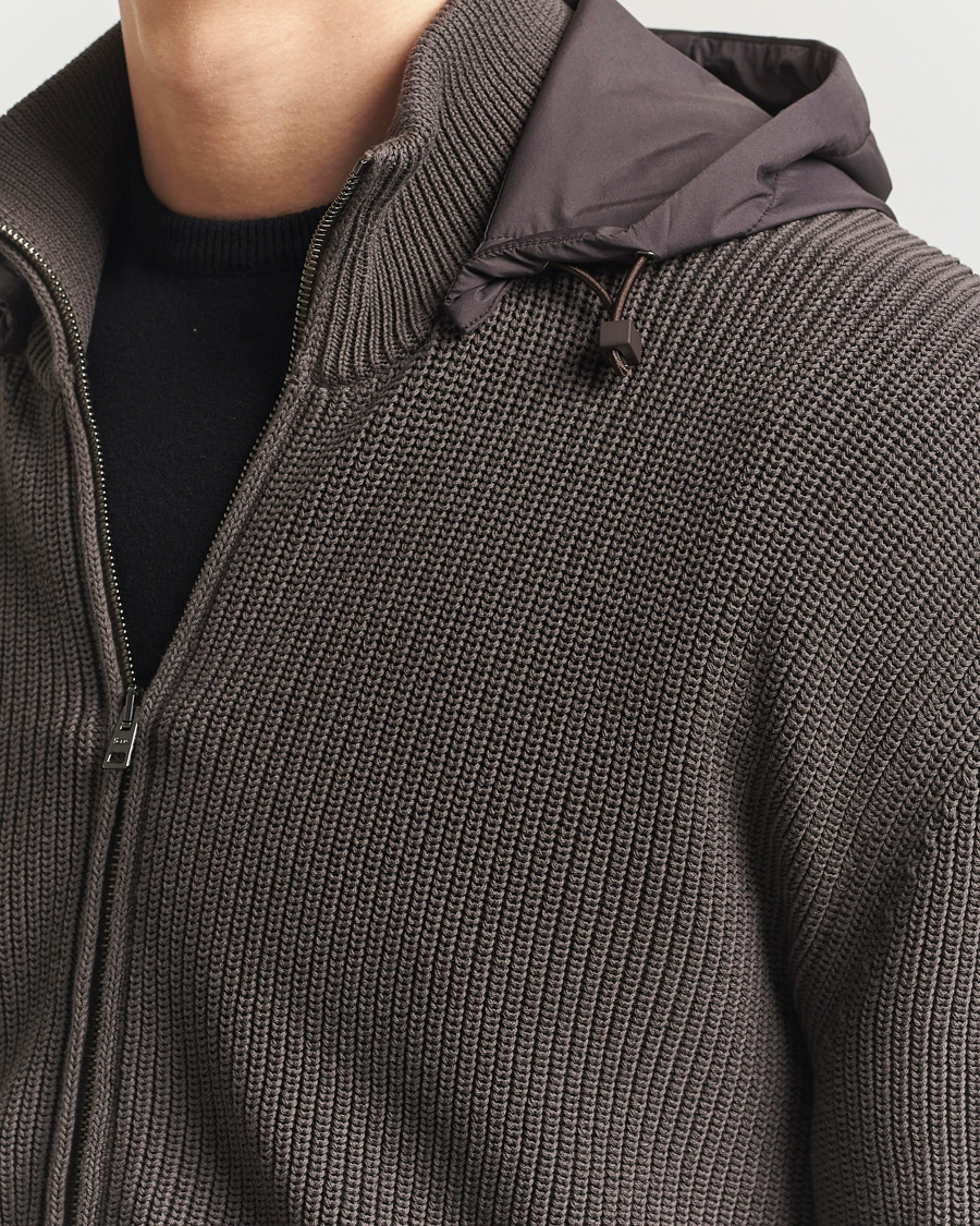 Mies | Takit | Herno | Cotton Knit Hybrid Jacket Brown