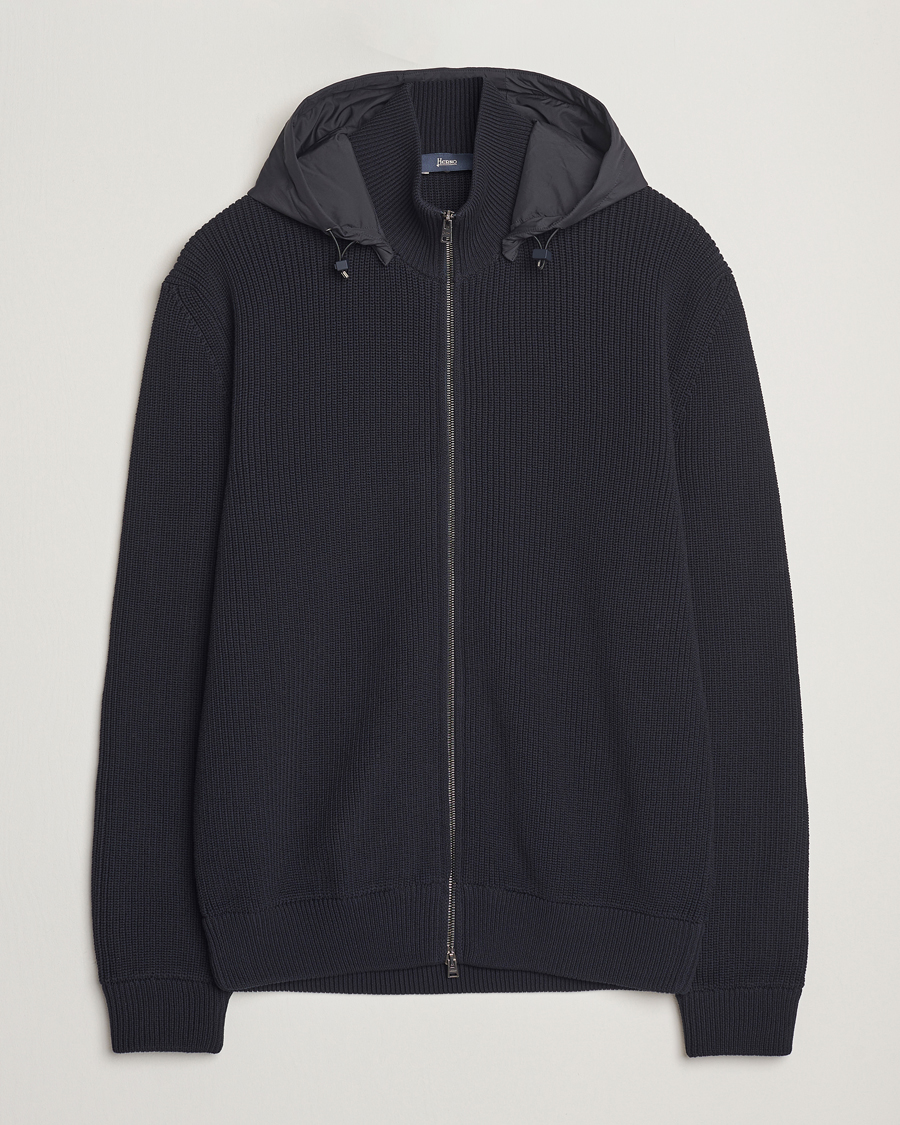 Mies | Takit | Herno | Cotton Knit Hybrid Jacket Navy