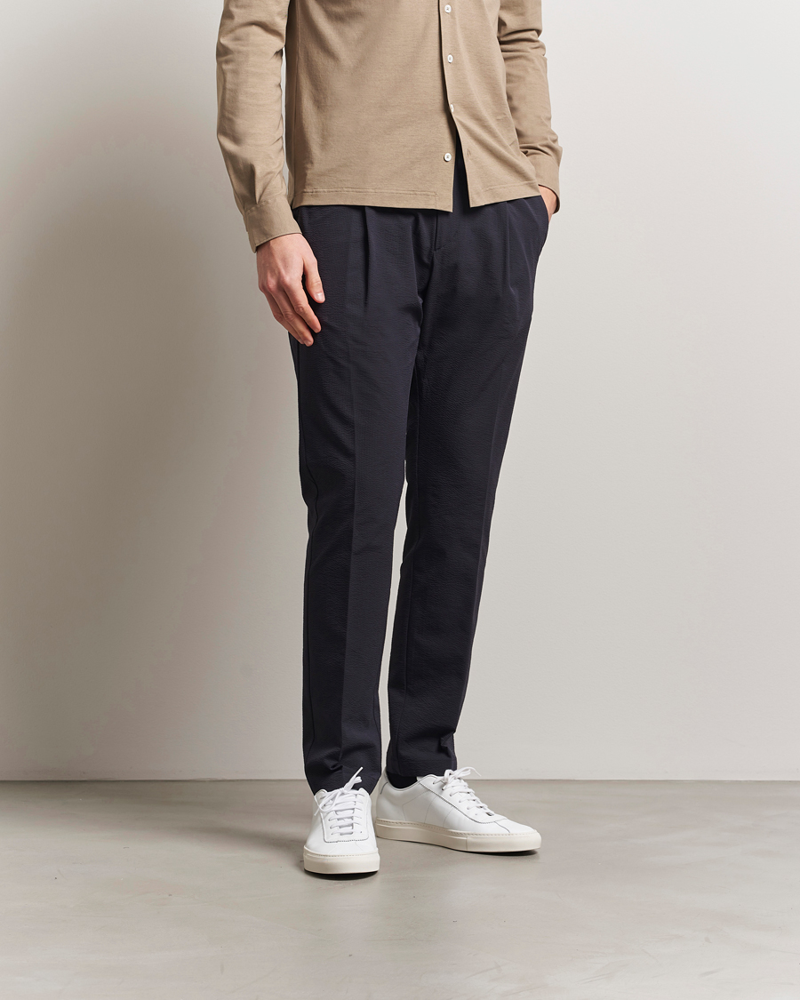 Mies | Housut | Herno | Seersucker Drawstring Pants Navy