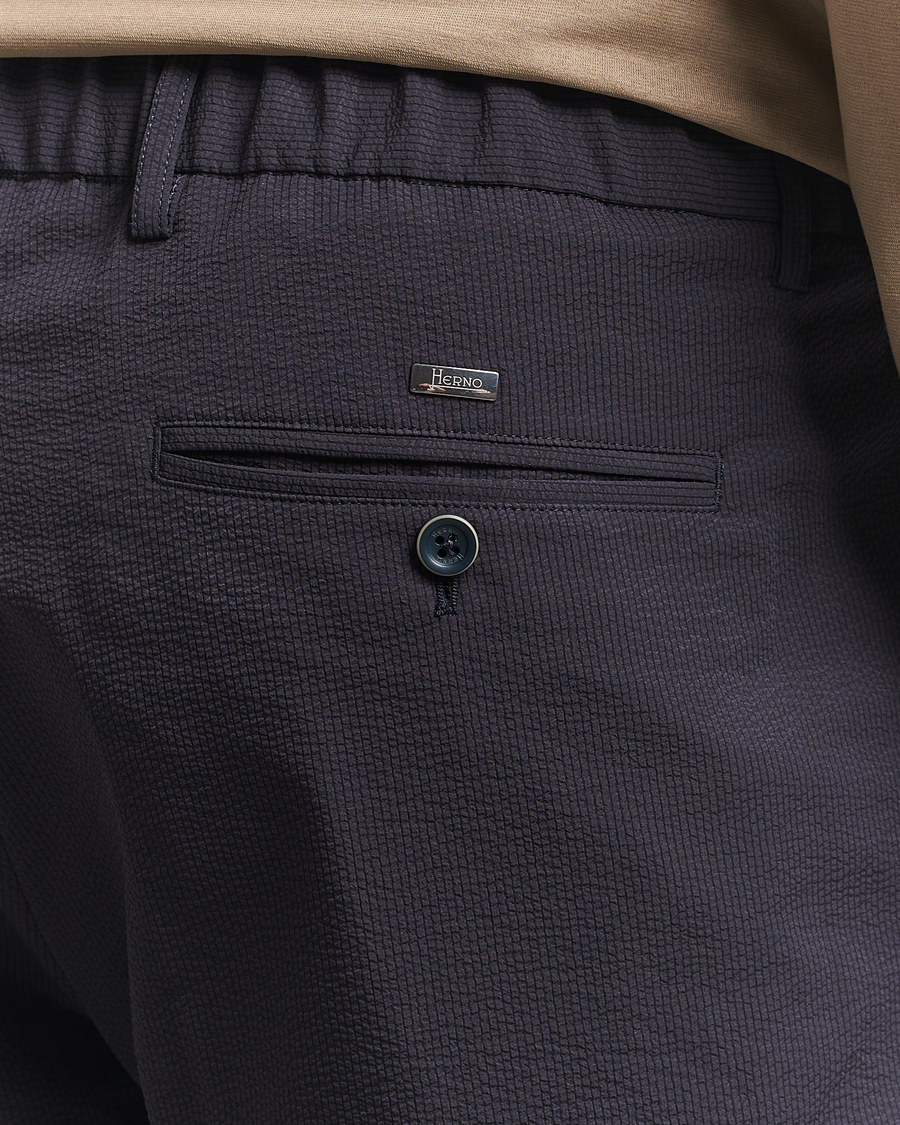 Mies | Housut | Herno | Seersucker Drawstring Pants Navy