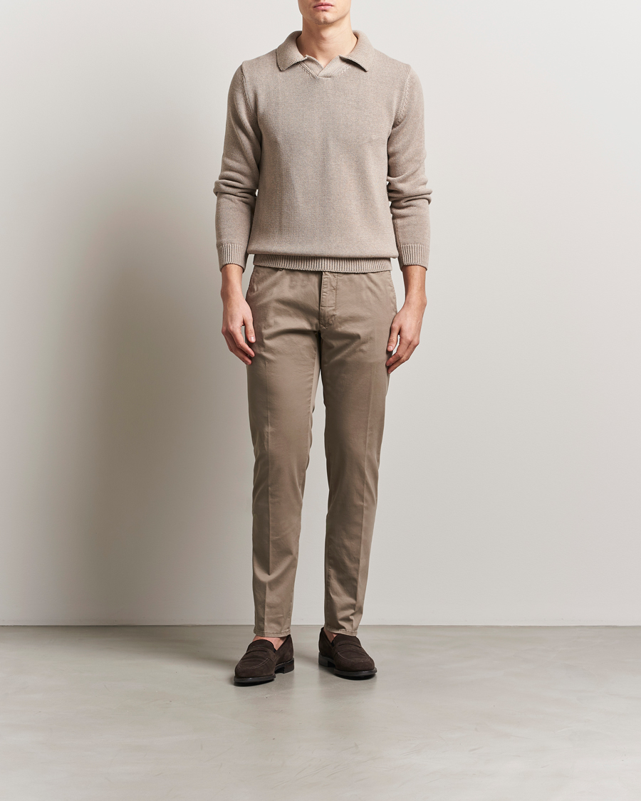 Mies | Housut | Incotex | Slim Fit Garment Dyed Slacks Brown
