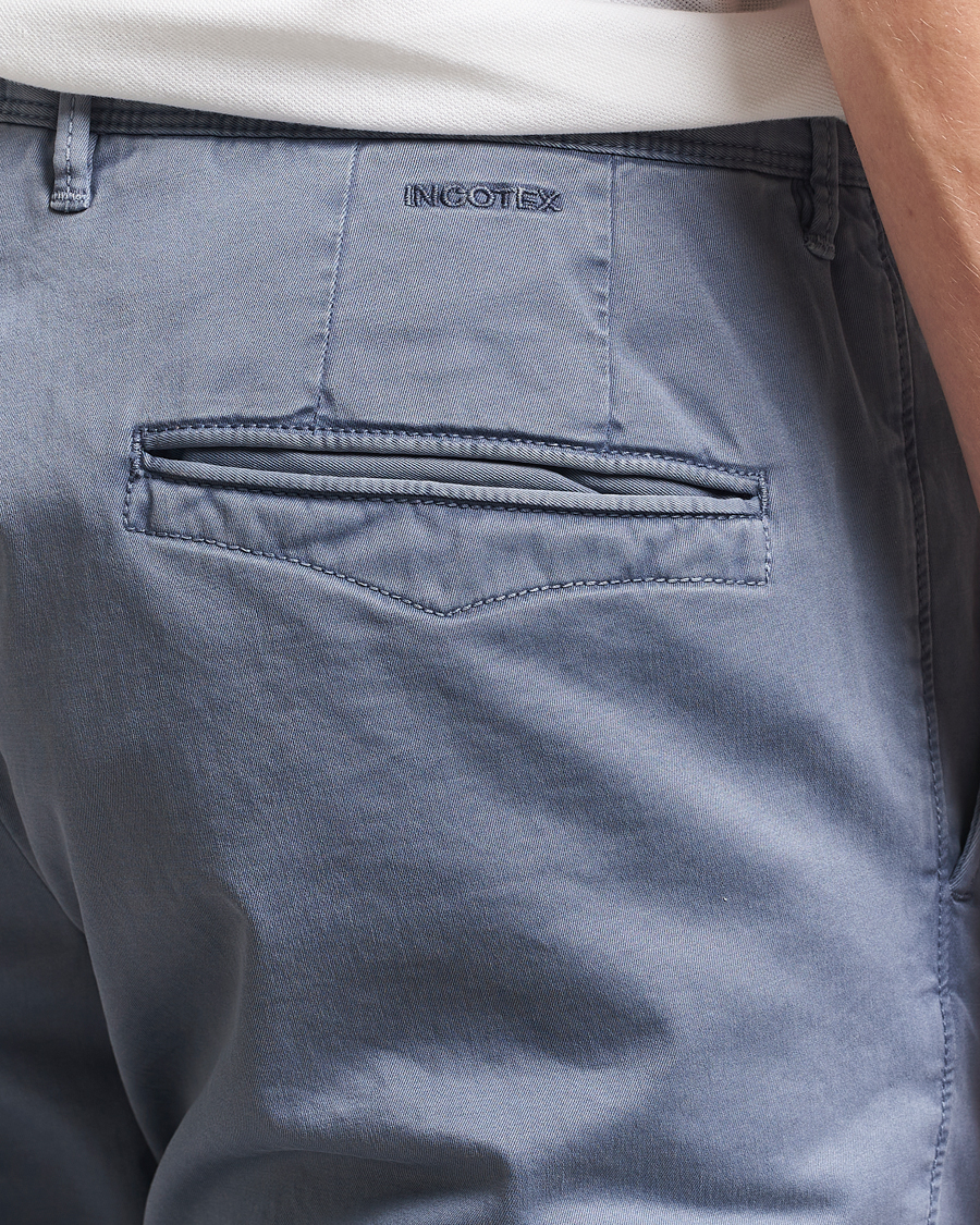 Mies | Housut | Incotex | Slim Fit Garment Dyed Slacks Blue