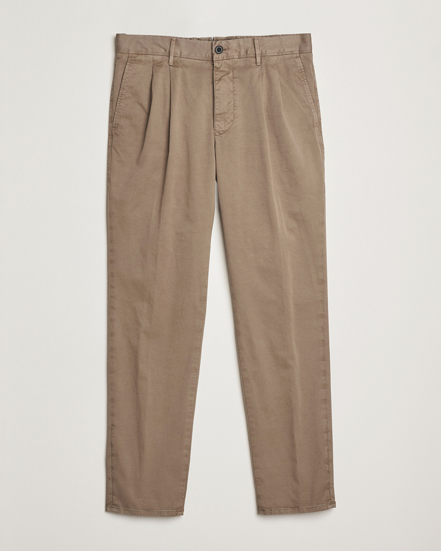 Mies | Housut | Incotex | Tapered Fit Pleated Slacks Brown