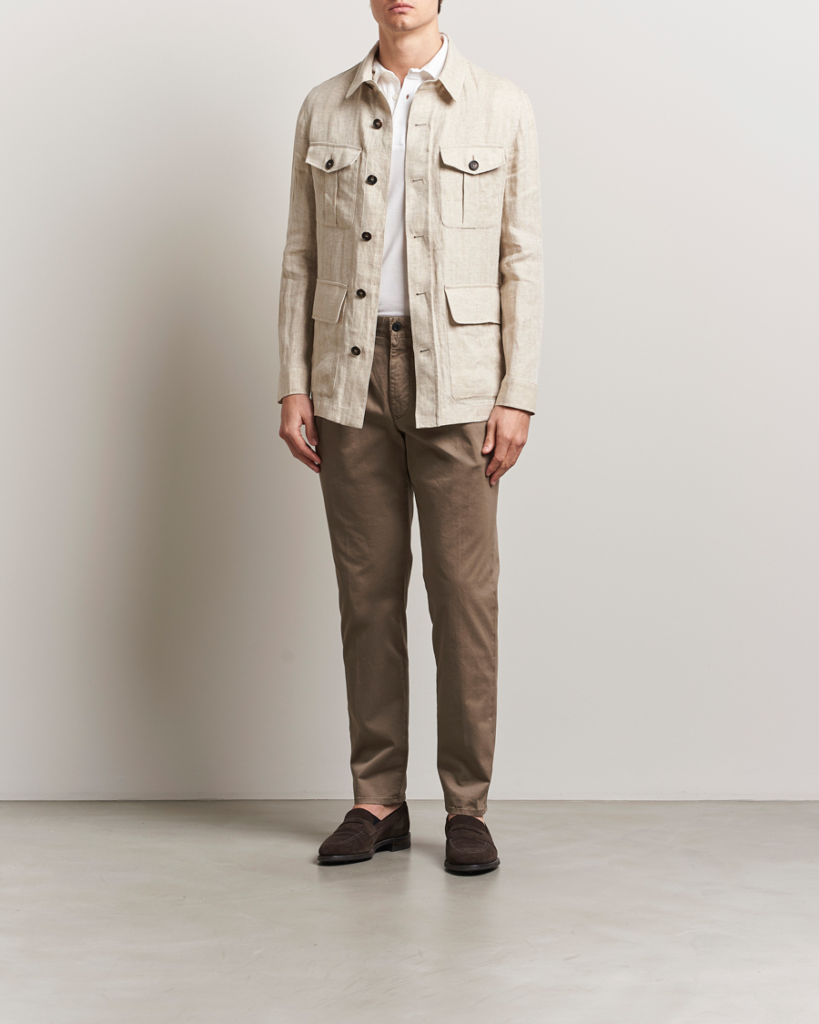 Mies | Housut | Incotex | Tapered Fit Pleated Slacks Brown