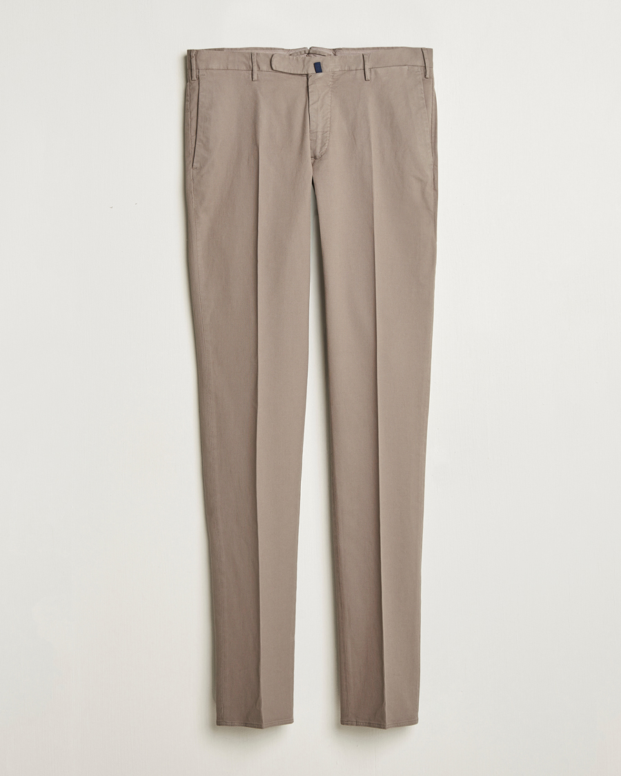 Mies | Housut | Incotex | Slim Fit Micro Structure Cotton Chinos Brown