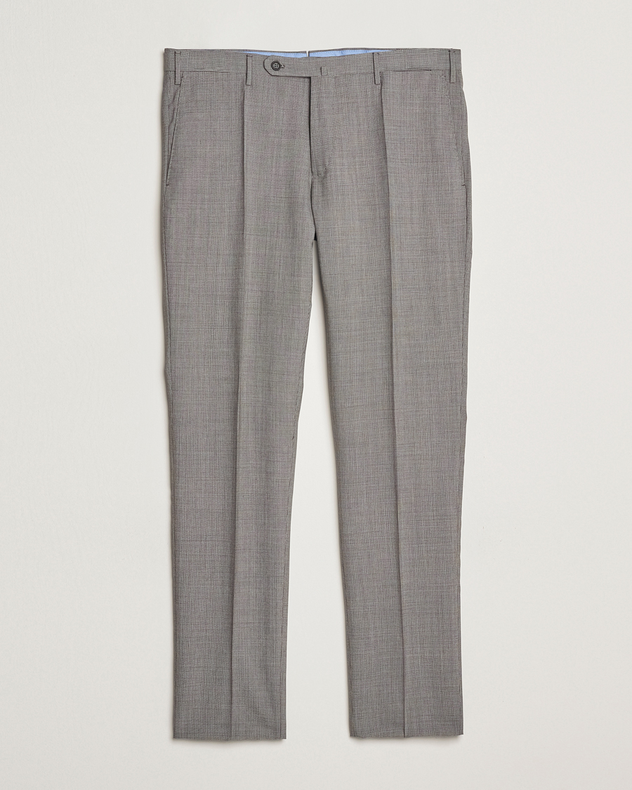 Mies | Housut | Incotex | Slim Fit Micro Houndstooth Wool Trousers Light Grey
