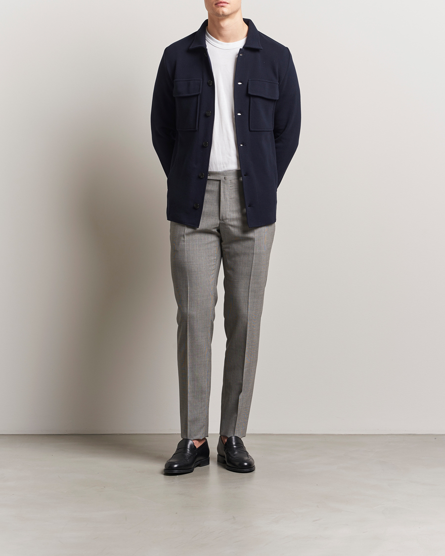 Mies | Housut | Incotex | Slim Fit Micro Houndstooth Wool Trousers Light Grey