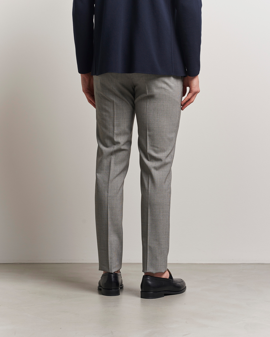 Mies | Housut | Incotex | Slim Fit Micro Houndstooth Wool Trousers Light Grey