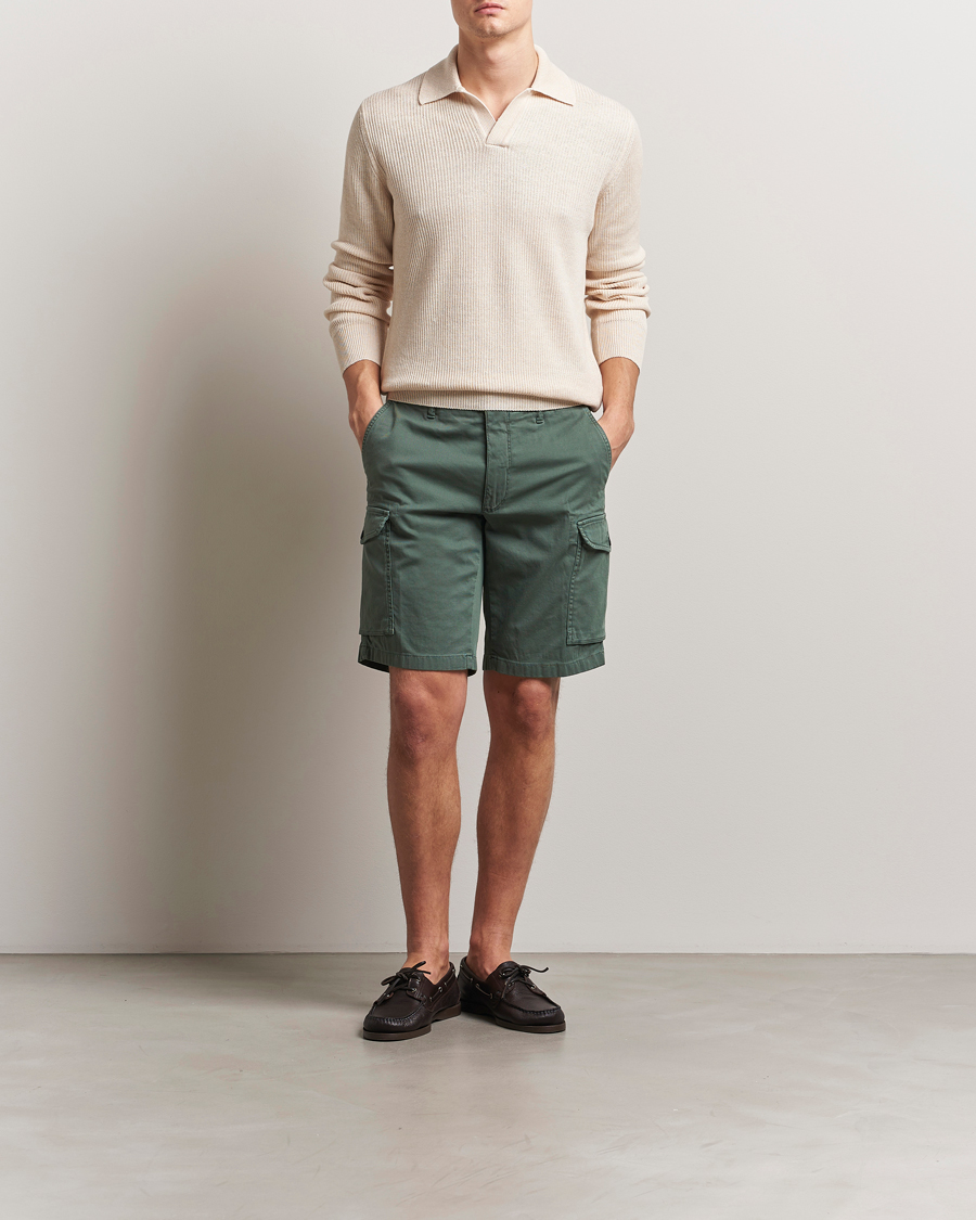 Mies | Shortsit | Incotex | Cotton Cargo Shorts Bottle Green