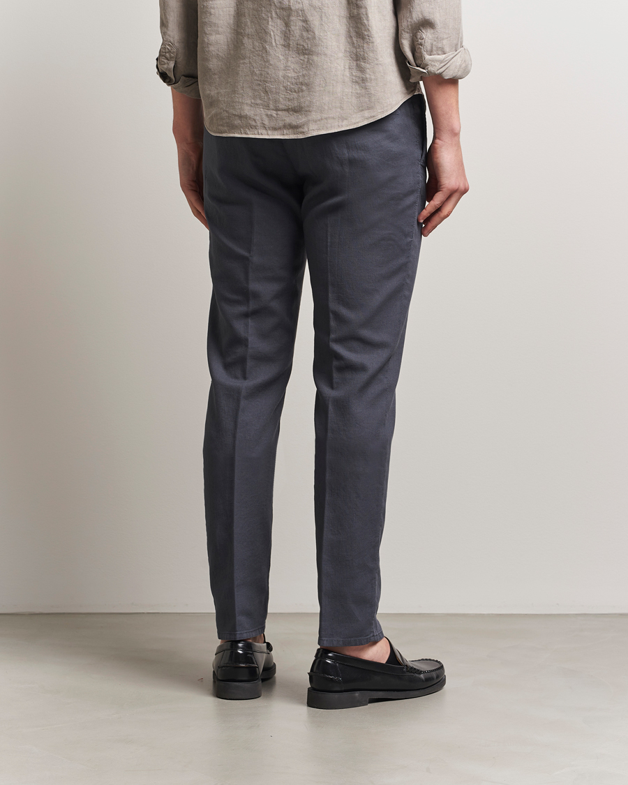 Mies | Housut | Incotex | Slim Fit Basket Weave Cotton Slacks Dark Grey