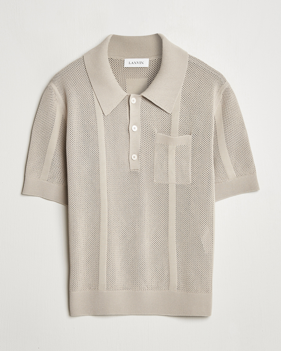 Mies | Puserot | Lanvin | Striped Jacquard Polo Light Beige