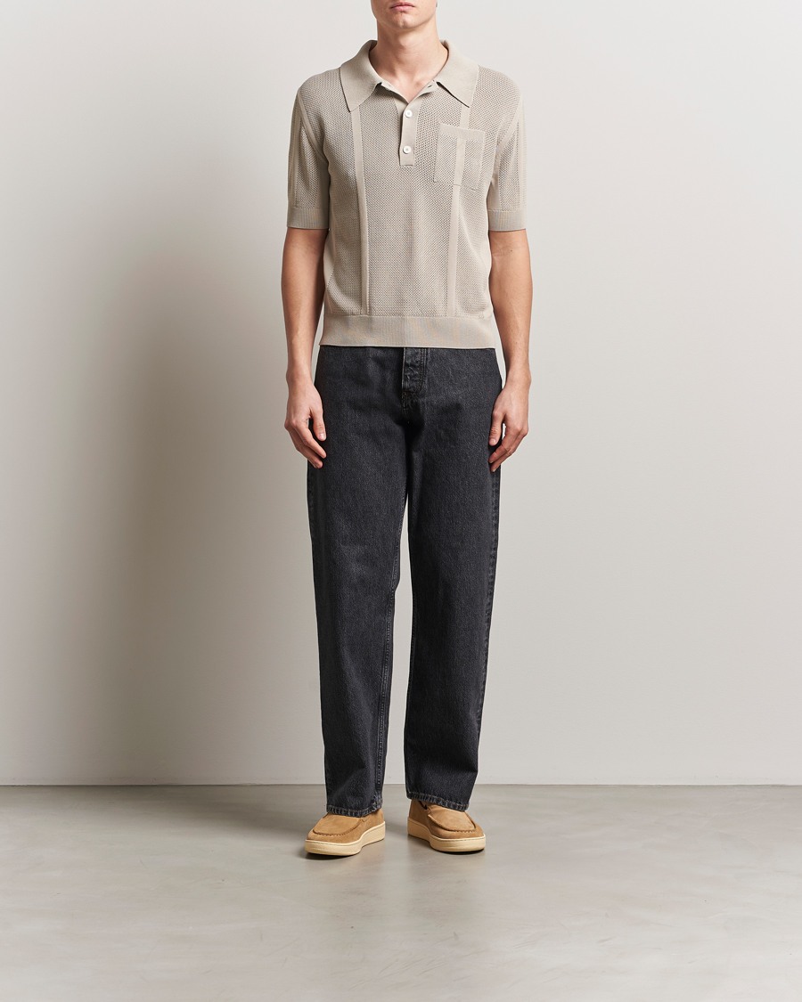 Mies | Puserot | Lanvin | Striped Jacquard Polo Light Beige