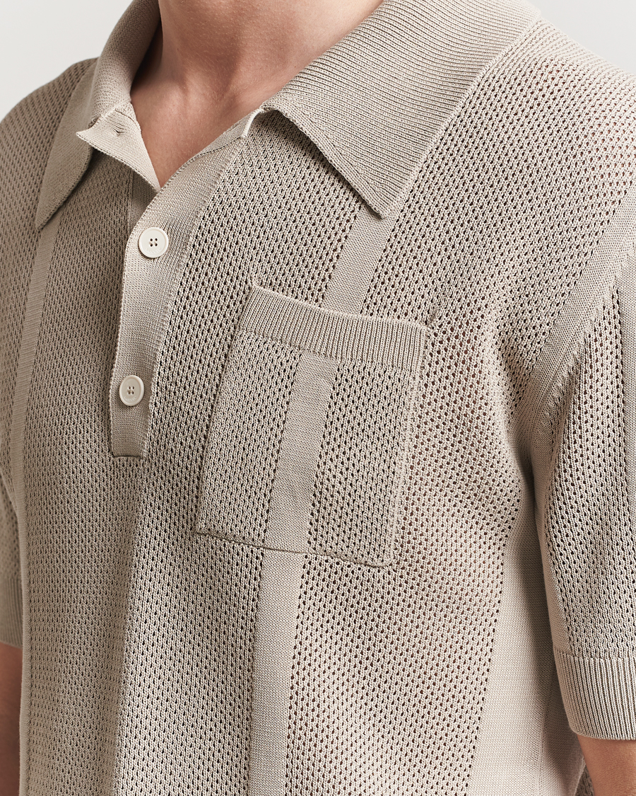 Mies | Puserot | Lanvin | Striped Jacquard Polo Light Beige