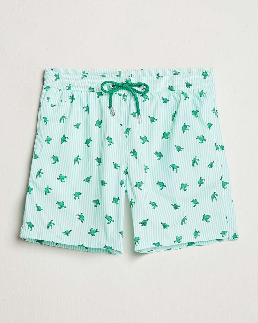 Mies | Uimahousut | MC2 Saint Barth | Printed Nylon Swim Shorts Green Turtle Stripes