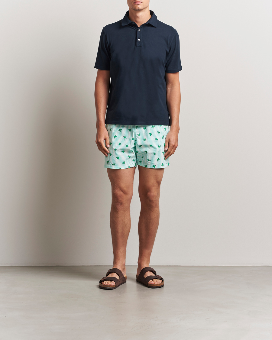 Mies | Uimahousut | MC2 Saint Barth | Printed Nylon Swim Shorts Green Turtle Stripes