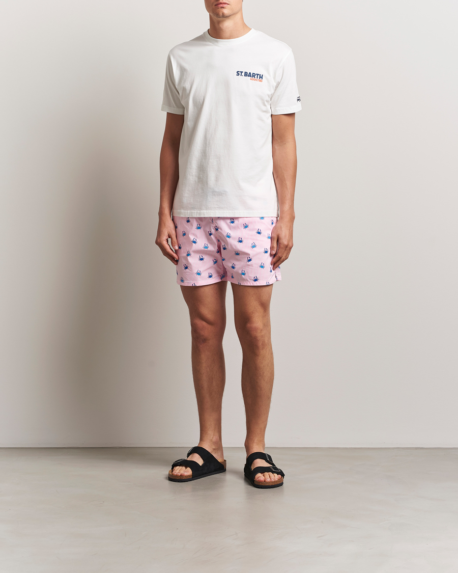 Mies | Uimahousut | MC2 Saint Barth | Printed Nylon Swim Shorts Pink Crabs Stripes