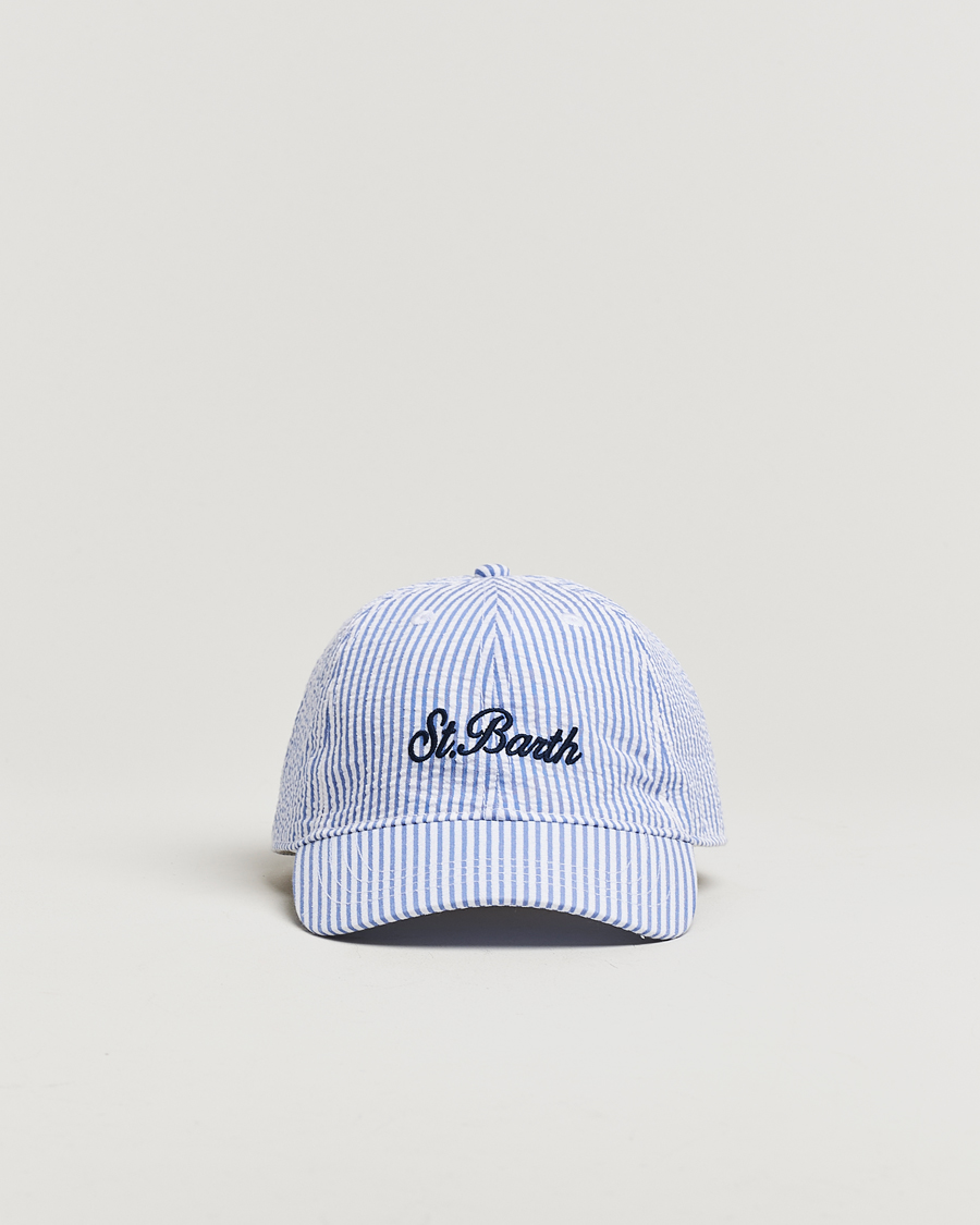 Mies | MC2 Saint Barth Seersucker Baseball Cap Blue Stripes | MC2 Saint Barth | Seersucker Baseball Cap Blue Stripes