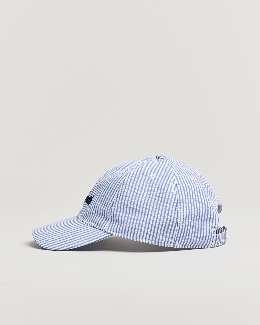 Mies | MC2 Saint Barth Seersucker Baseball Cap Blue Stripes | MC2 Saint Barth | Seersucker Baseball Cap Blue Stripes