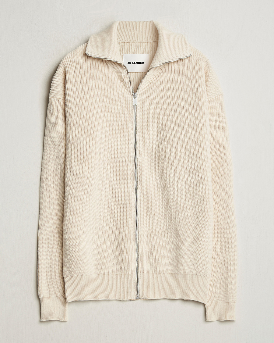 Mies | Puserot | Jil Sander | Rib Full Zip Cardigan Porcelain