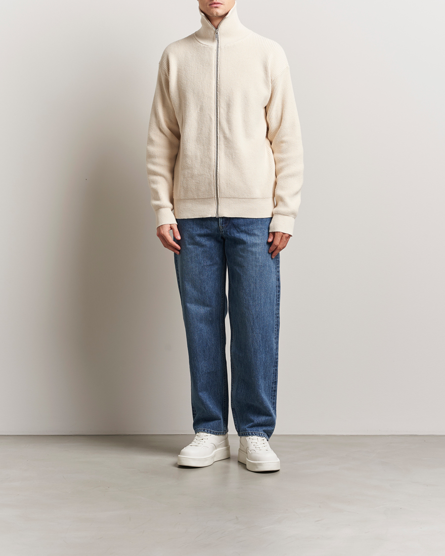 Mies | Puserot | Jil Sander | Rib Full Zip Cardigan Porcelain