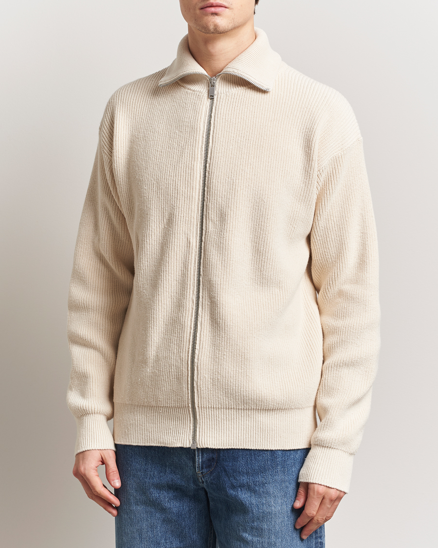 Mies | Puserot | Jil Sander | Rib Full Zip Cardigan Porcelain