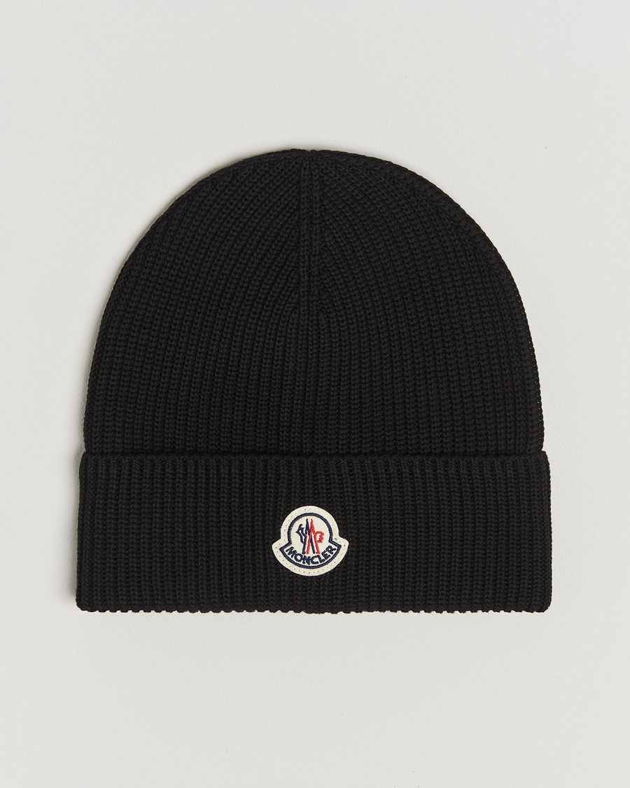 Mies | Moncler Ribbed Wool Beanie Black | Moncler | Ribbed Wool Beanie Black