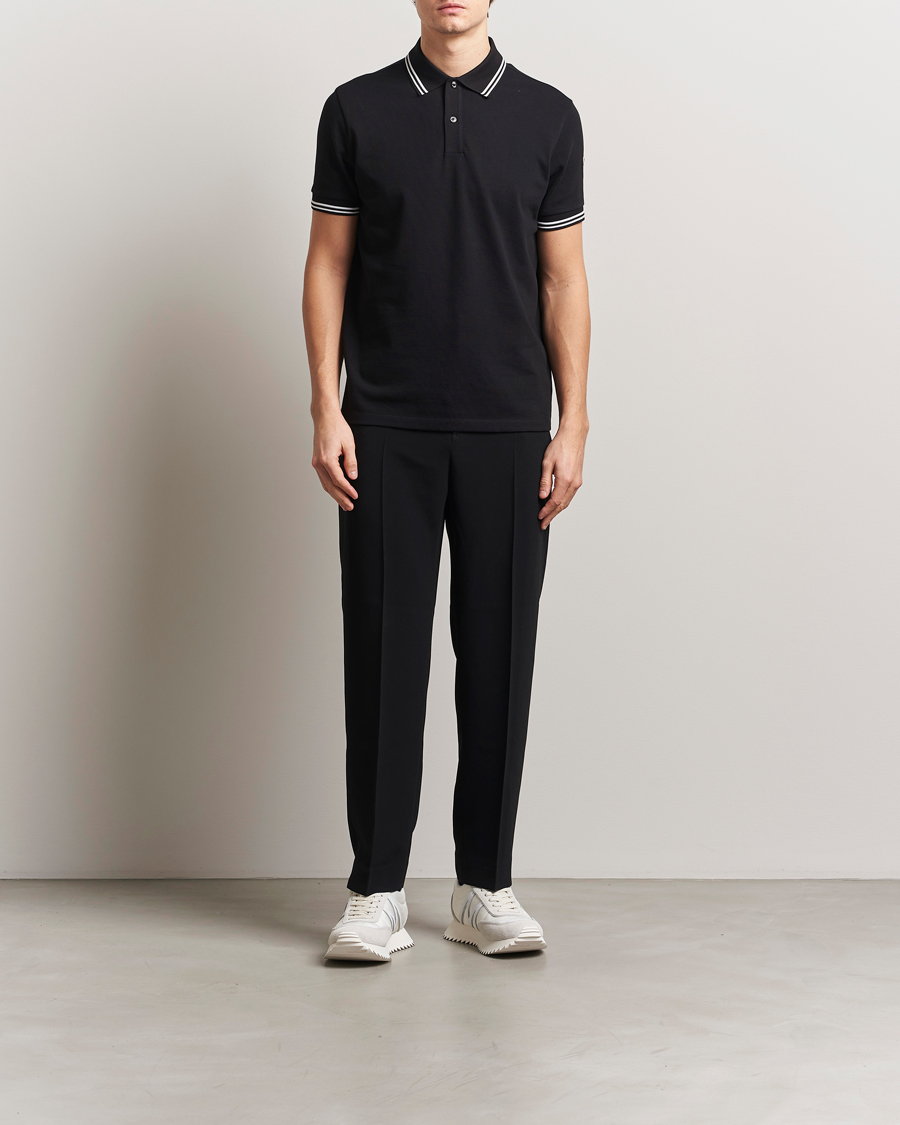 Mies | Pikeet | Moncler | Contrast Rib Polo Black