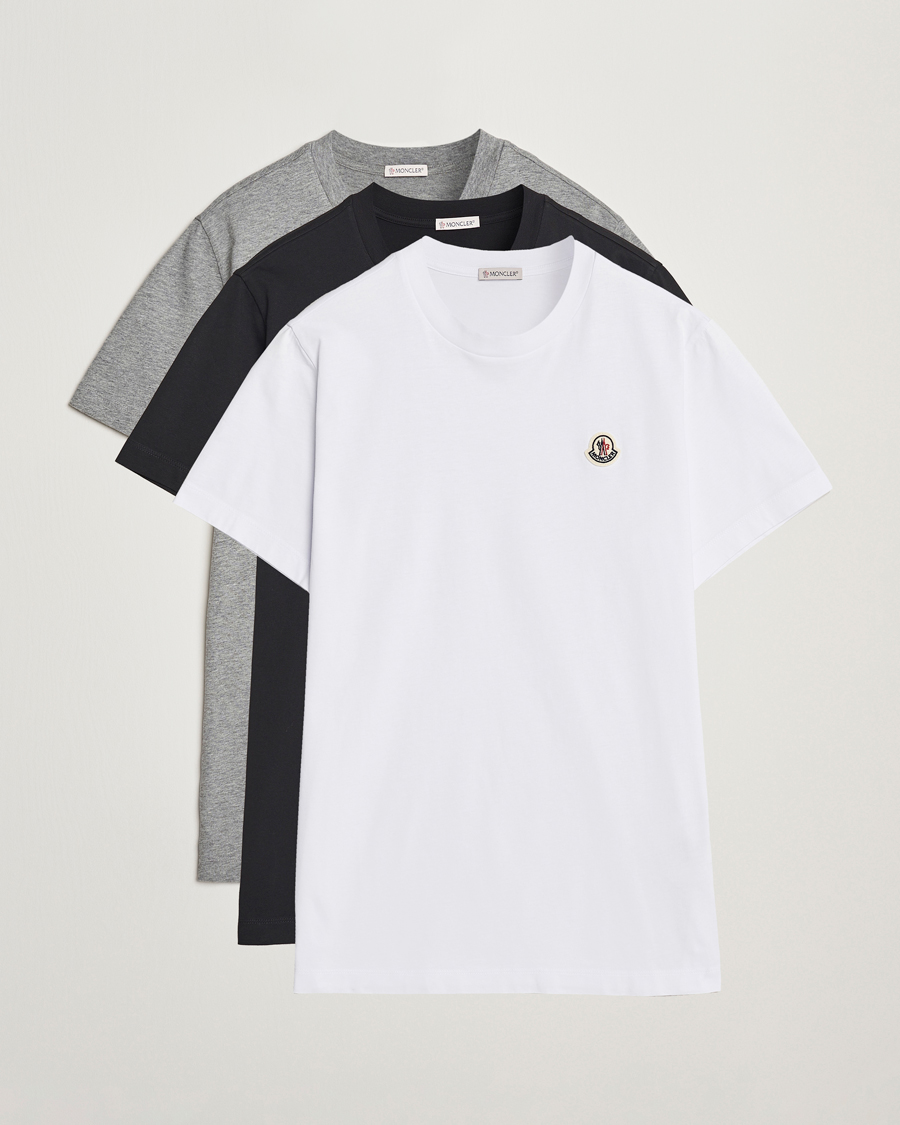 Mies | T-paidat | Moncler | 3-pack Logo T-Shirt Grey/White/Black