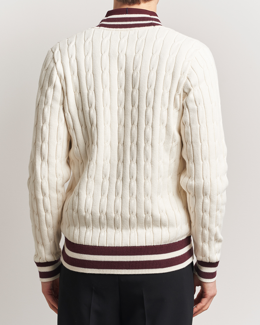 Mies | Puserot | Fred Perry | Cable Knitted Tennis Sweater Ecru