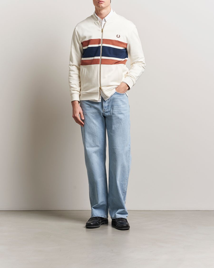 Mies | Puserot | Fred Perry | Paneled Full Zip Sweatshirt Light Ecru