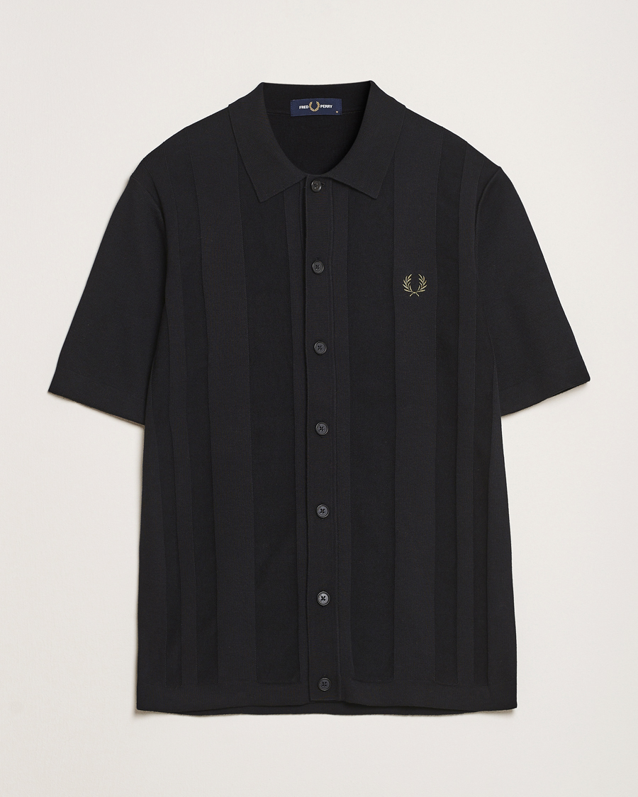 Mies | Kauluspaidat | Fred Perry | Knitted Short Sleeve Shirt Black
